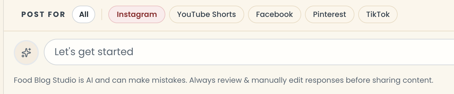 The chat box with the Personalization toggle to the left and the Post for buttons above